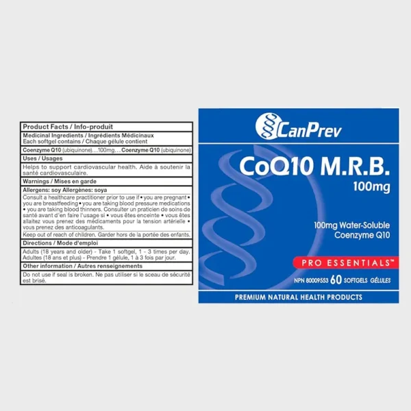 CanPrev-CoQ10 MRB 100mg-Back details label-One Stop Supplements