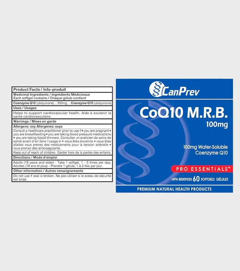 CanPrev-CoQ10 MRB 100mg-Back details label-One Stop Supplements