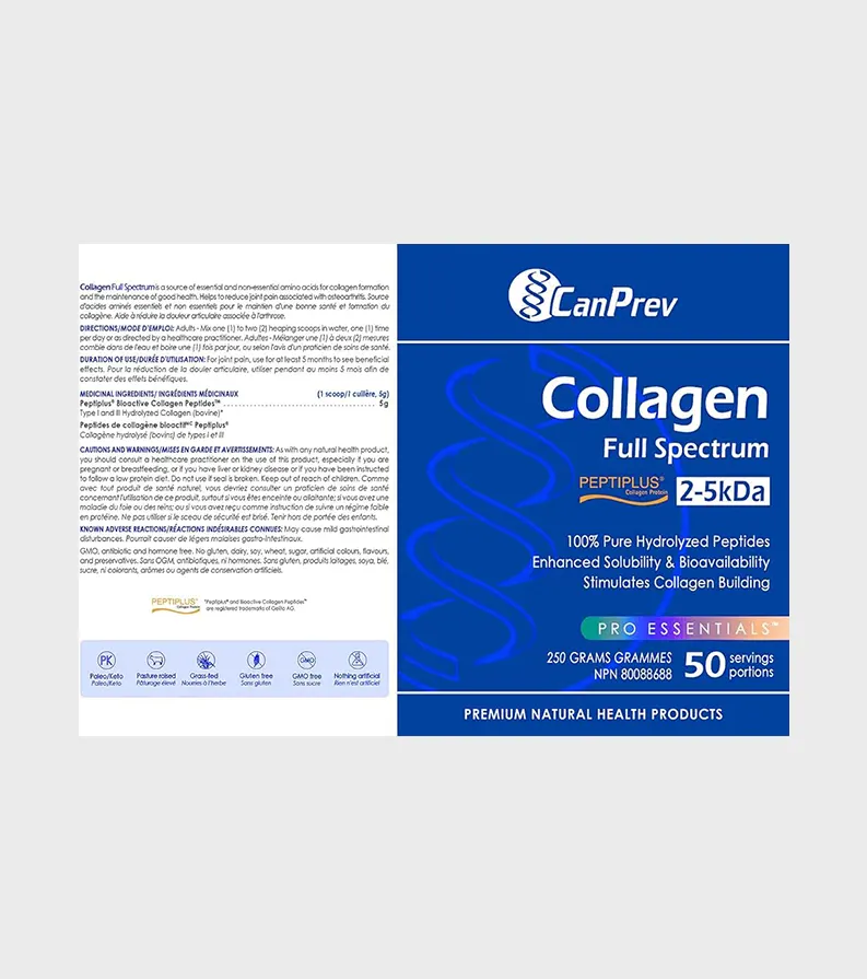 CanPrev Full Spectrum Collagen PowderBack Details-One Stop Supplements