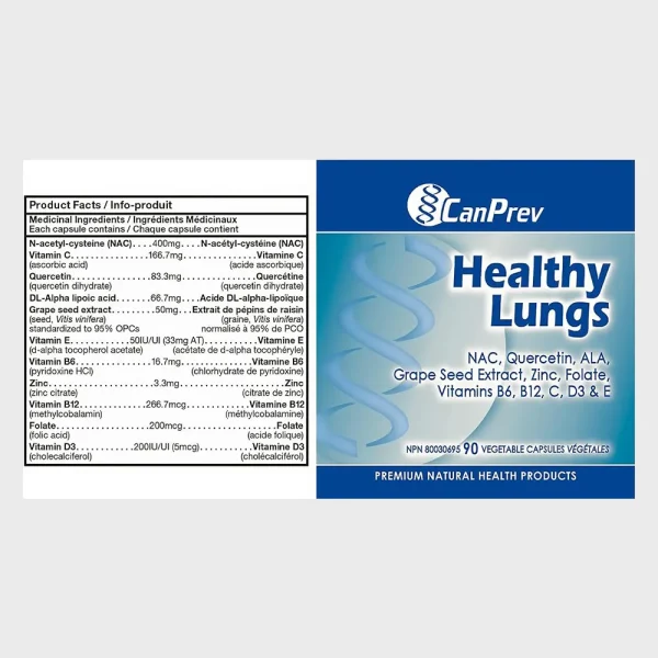 CanPrev Heathy Lungs ingrediens-supplement facts One Stop Supplements