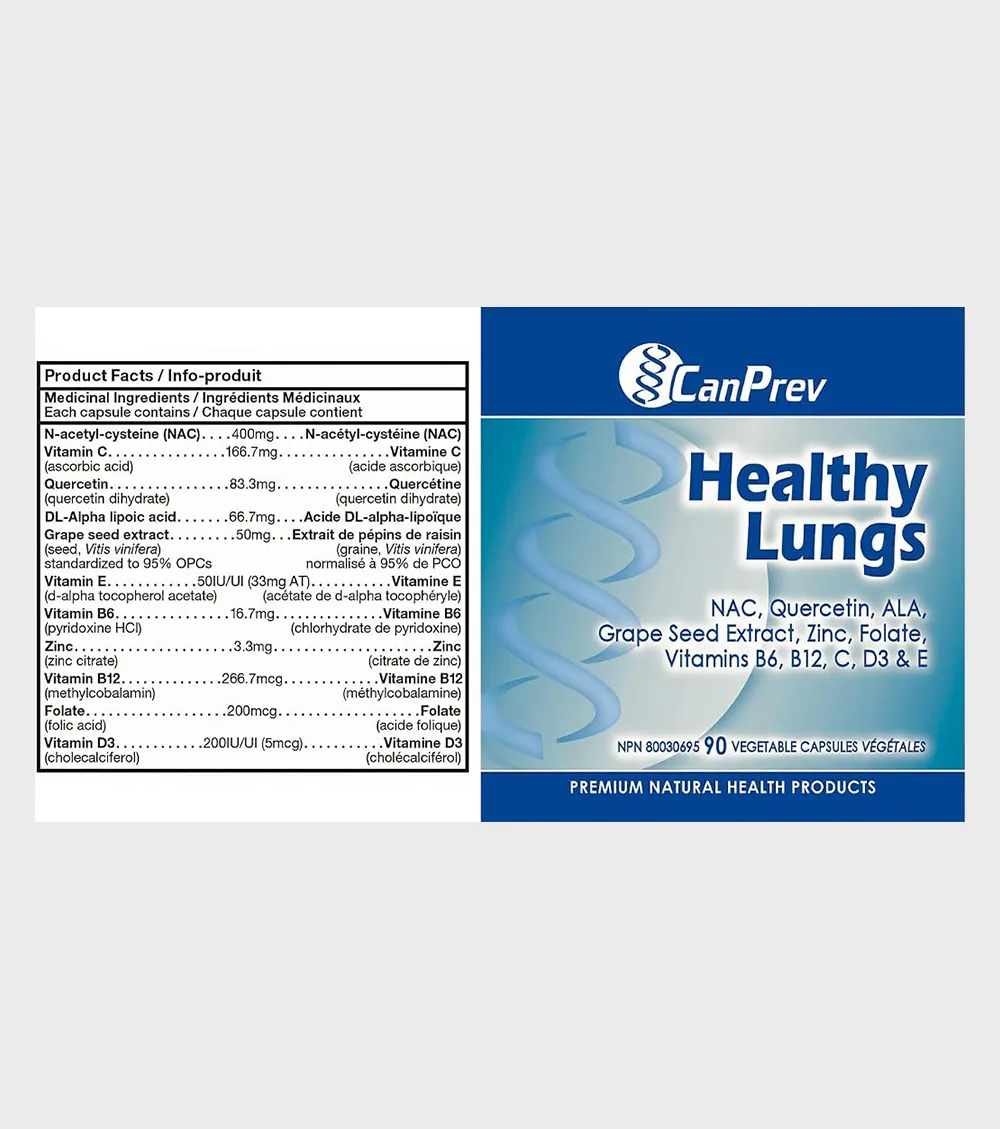 CanPrev Heathy Lungs ingrediens-supplement facts One Stop Supplements
