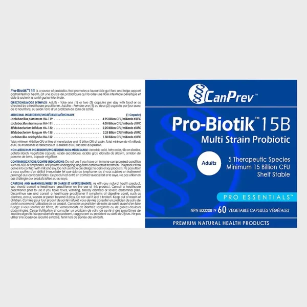 CanPrev Probiotic 15 B ingredients-fact - One Stop Supplements