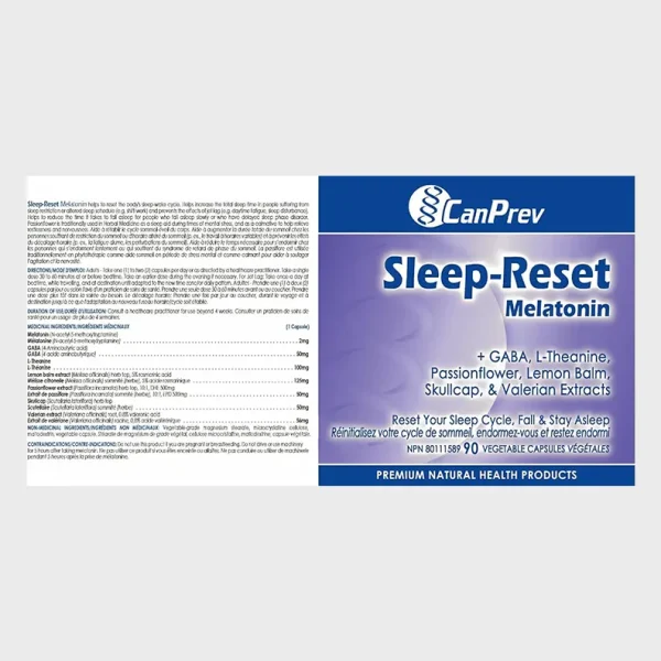 CanPrev Sleep Reset + Melatonin 90 Caps Product Details Label One Stop Supplements