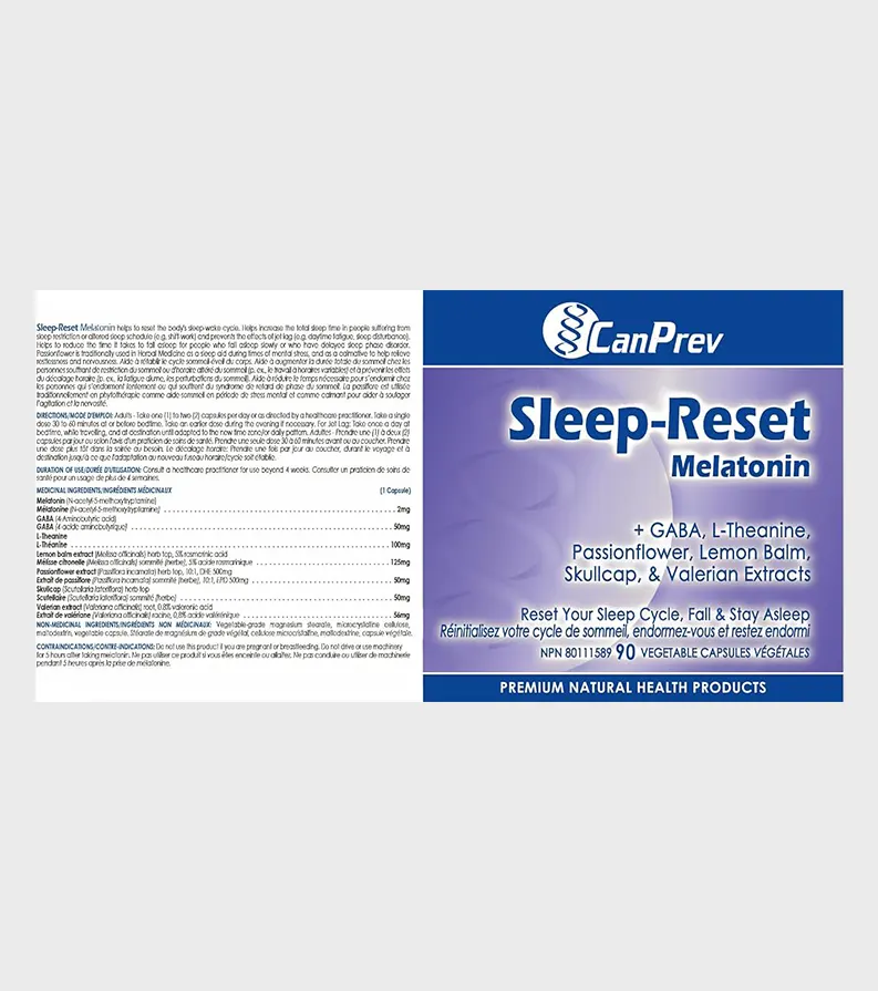 CanPrev Sleep Reset + Melatonin 90 Caps Product Details Label One Stop Supplements