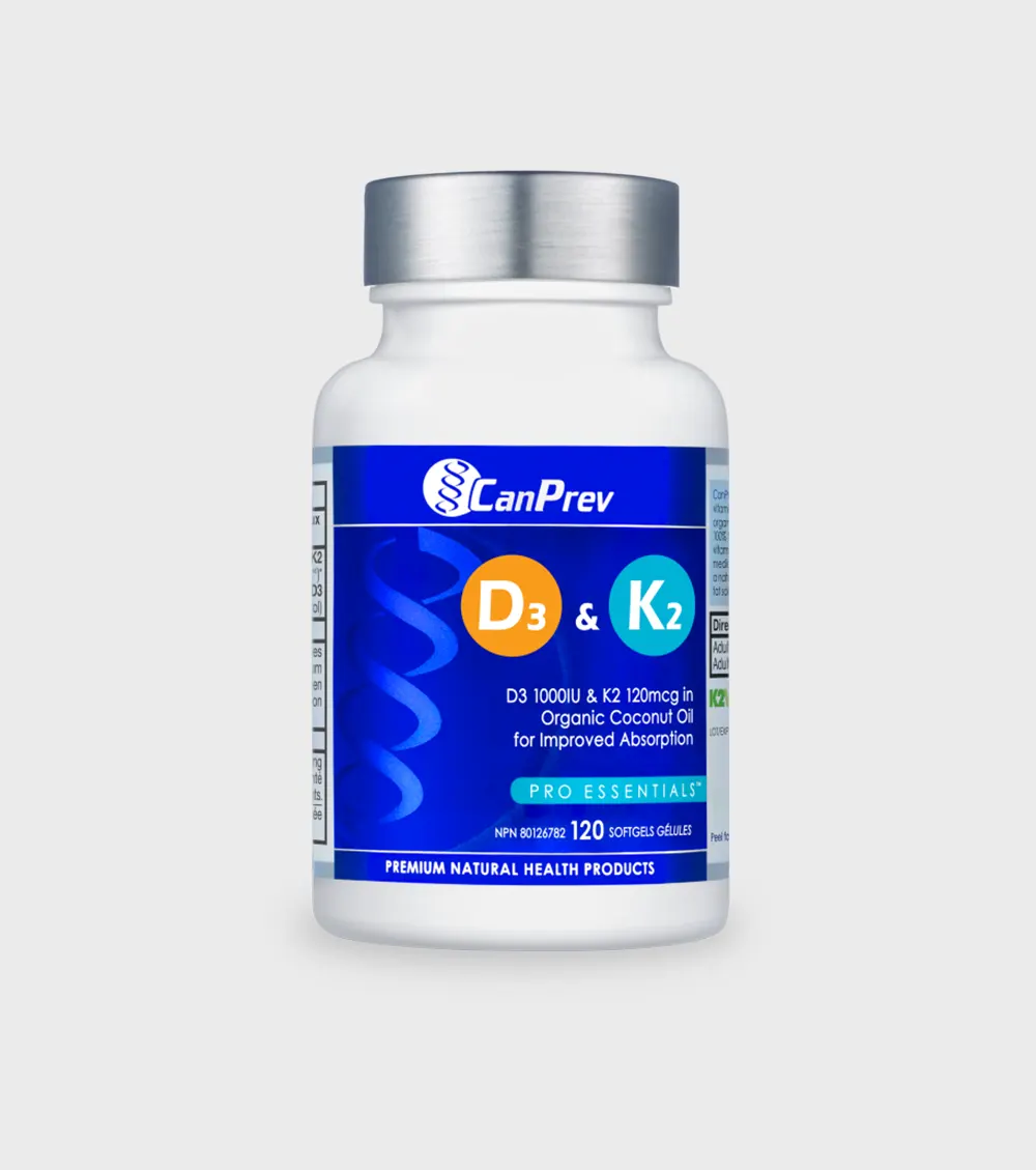 CanPrev Vitamin D3+K2 120 Softgels One Stop Supplements