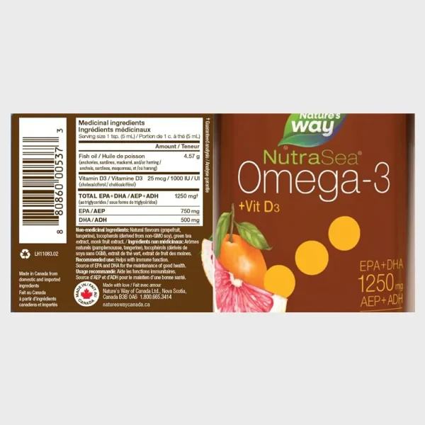 Nature's Way NutraSea + D3 200ml ingredients-facts One Stop Supplements