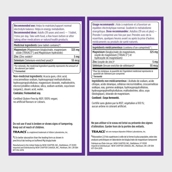 New Chapter Magnesium Selenium Zinc Ingredients Details One Stop Supplements