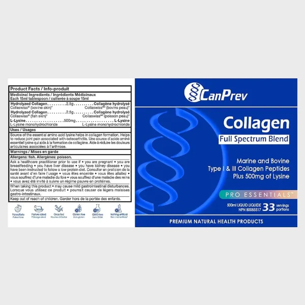 CanPrev Full Spectrum Collagen liquid Product Details One Stop Supplements