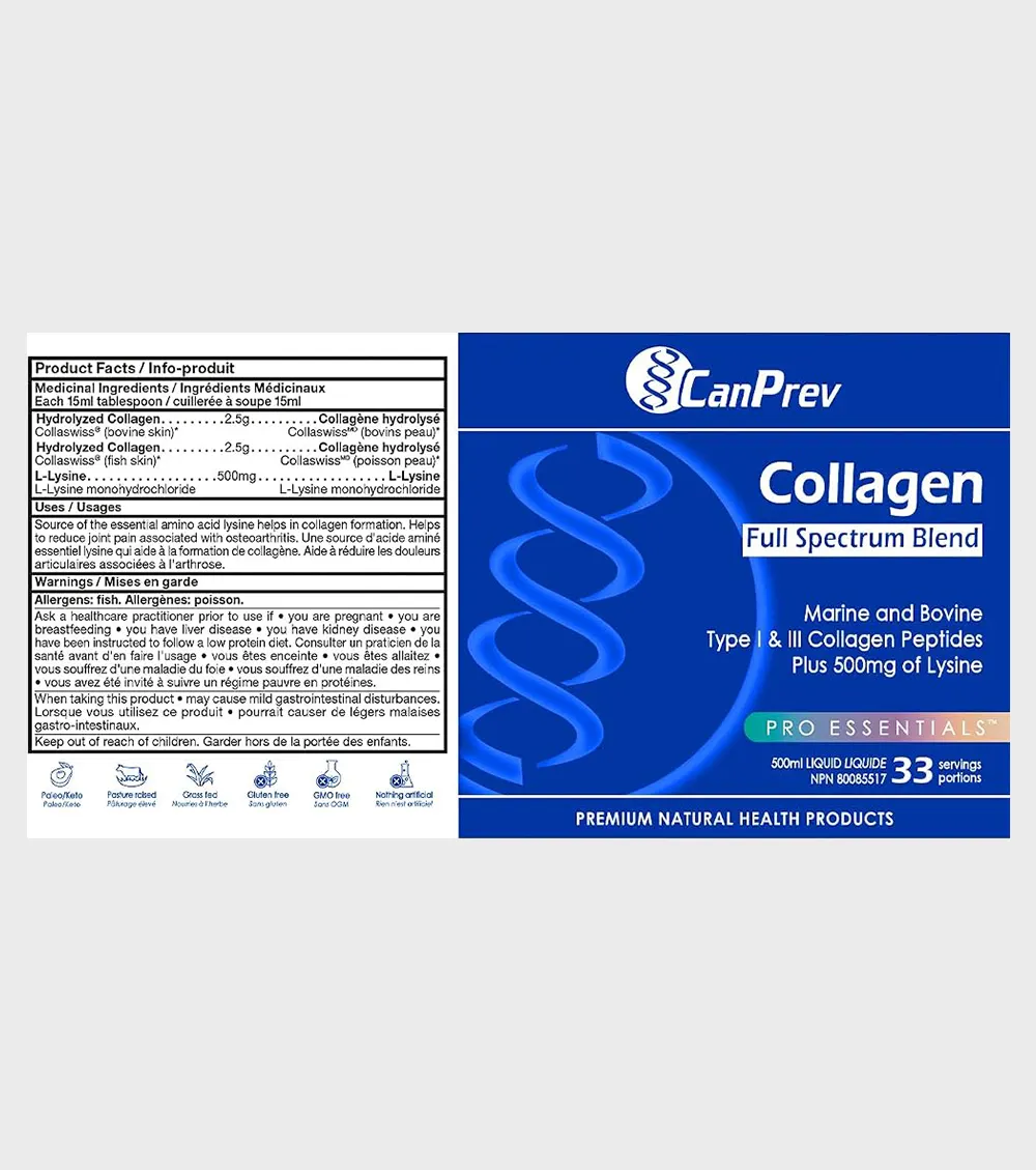CanPrev Full Spectrum Collagen liquid Product Details One Stop Supplements