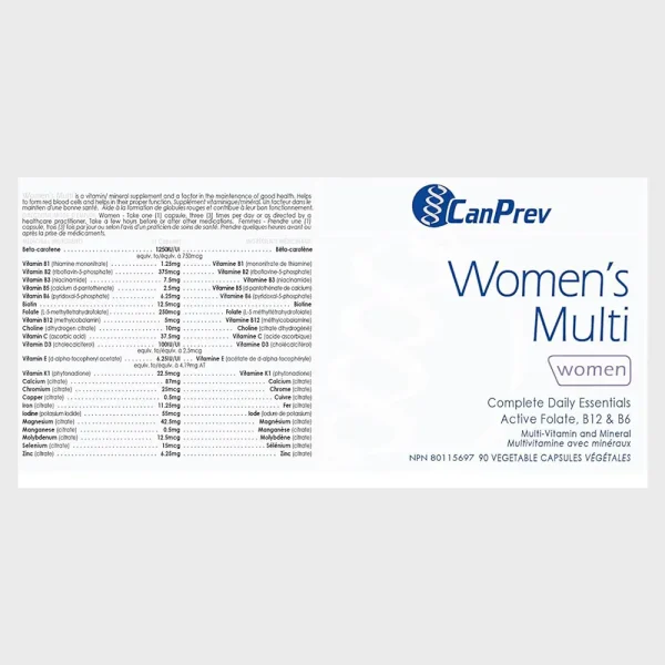 CanPrev Women's Multivitamin product ingredients one stop supplements