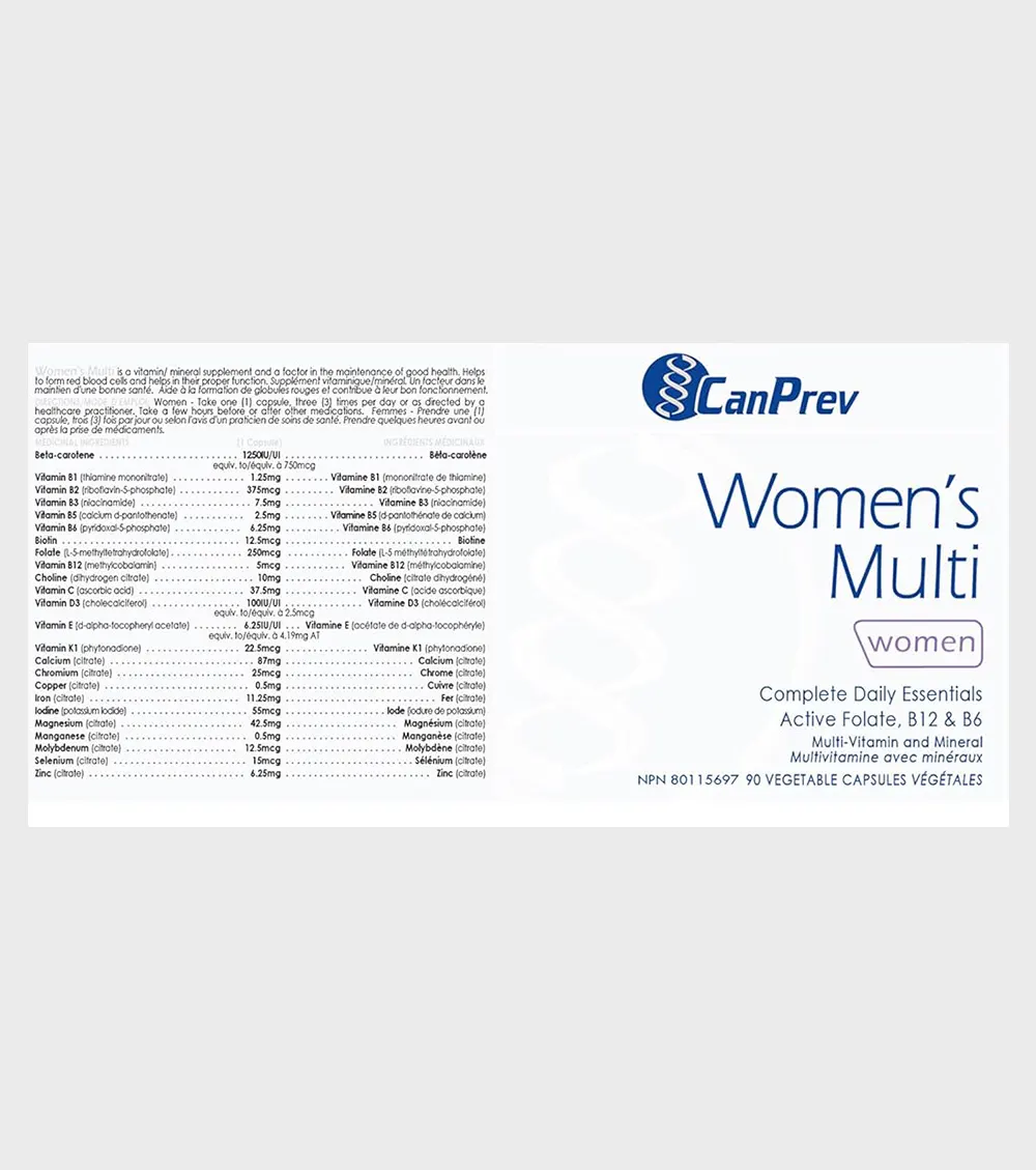 CanPrev Women's Multivitamin product ingredients one stop supplements