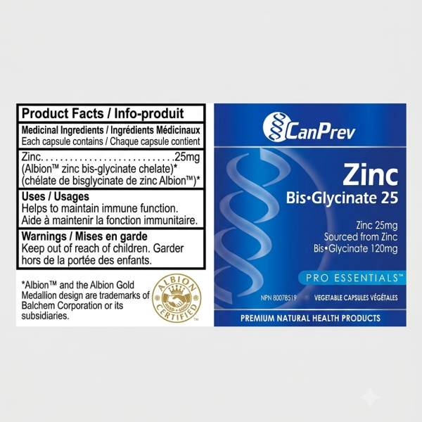 CanPrev ZincBis-Glycinate25 Product Details One Stop Supplements