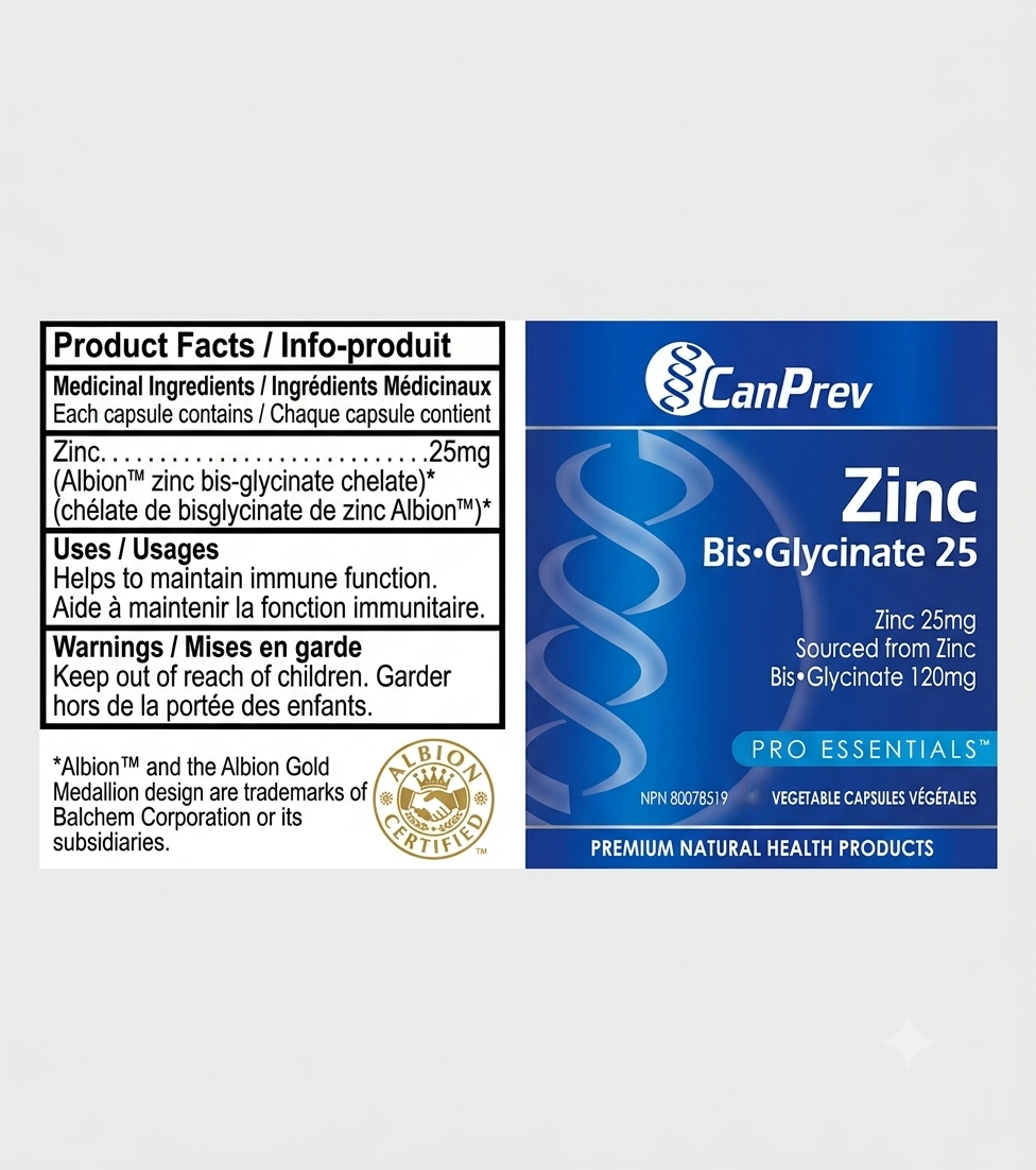 CanPrev ZincBis-Glycinate25 Product Details One Stop Supplements