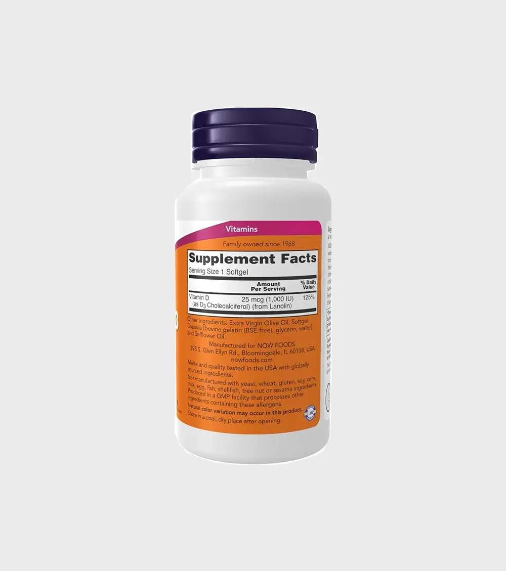 Now Foods Vitamin D 100 IU ingredients facts One Stop Supplements